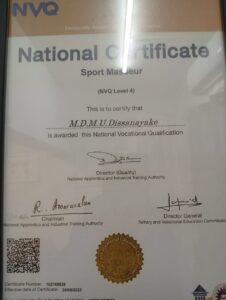 NVQ Level Physio Certificate